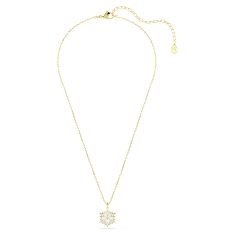 Magic pendant Mixed cuts, Snowflake, White, 18K gold finish